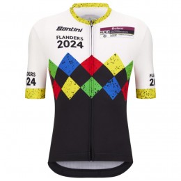 Bekleidung Herren Santini UCI Gravel Weltmeisterschaft trikot Flandern 2024-Schwarz