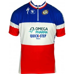 OMEGA PHARMA-QUICKSTEP Französischer Zeitfahrmeister 2013-Kurzarmtrikot mit kurzem Reißverschluss